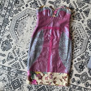 VINTAGE Nicole Miller Collection Strapless Midi Dress